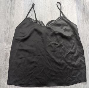 Kiabi Black Satin Lace Camisole Size Small Romantic Goth Y2K Coquette